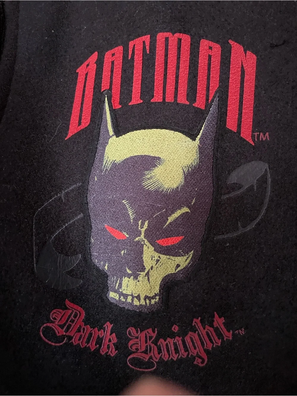 AWESOME Batman DARK KNIGHT black & Red Kids' Varsity Jacket boys 10/12 C&TM DC
